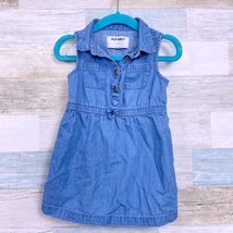 Old Navy Chambray Denim Shirt Dress Blue Sleeveless Cotton Baby Girl 18-24M - $13.85