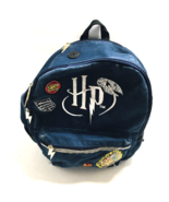 Harry Potter Blue Canvas Backpack Embroidered Patch Lightening Bolt Zipp... - $45.40 CAD
