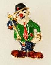 Vintage Costume Jewelry Hobo Clown Colorful Enamel Brooch Pin - £15.81 GBP