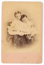 Antique 1879 ID&#39;d Cabinet Card Two Adorable Sisters Named Mamie &amp; Tressa McCabe - £8.87 GBP