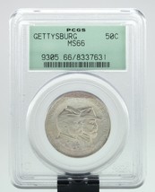 1936 Gettysburg 50C Commémoratif Demi Dollar Classé Par PCGS Comme MS-66 Old De - £1,242.25 GBP