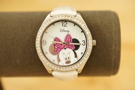 Costume Jewelry Walt DISNEY Store Minnie Mouse Quartz Watch Pink Rhinestone Bow - £19.20 GBP