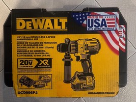 Dewalt DCD996P2 20V MAX XR Cordless Brushless 3-Speed 1/2&quot; Hammer Drill Kit - £234.67 GBP