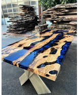 Olive Blue Epoxy Dining Table – Custom Olive Wood with Resin Design - $186.07+