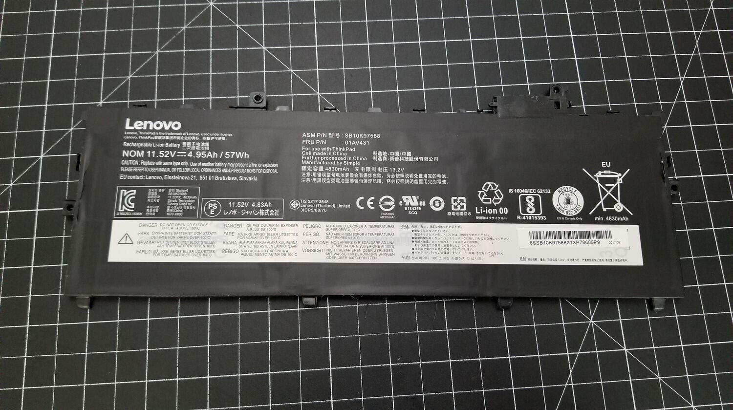 Primary image for NEW OEM Lenovo 01AV430 01AV431 01AV494 Battery ThinkPad X1 Carbon 2017 2018 AHD