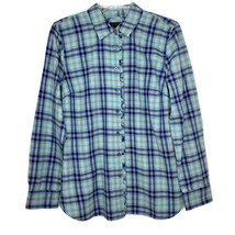 Talbots Womens Size Medium Blouse Long Sleeve Button Front Collared Blue Plaid - £10.15 GBP