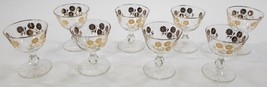 *N) Vintage Set of 8 Libbey Gold Floral Champagne Sherbet Pedestal Glasses - £23.67 GBP