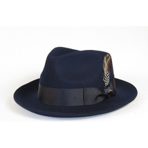 Mens Bruno Capelo Hat Australian Wool Fedora Teardrop Crown Fabio FB224 Navy image 3
