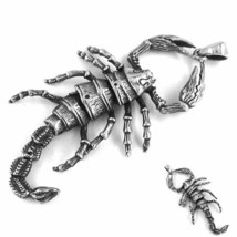 Large Realistic Scorpion Necklace Silver Stainless Steel Scorpio Pendant - £31.44 GBP