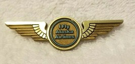 Stoffel Seals I Fly Alaska Airlines Plastic Wings Pin 2 3/4&quot; Wide Vintage - £3.99 GBP