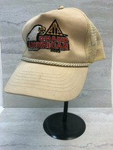 ATA Grand American 2003 Beige/Tan Mesh Trucker Snapback Hat/Cap, Used - £7.10 GBP