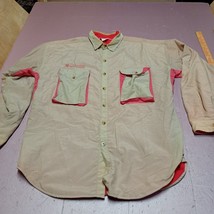 VTG Columbia Shirt Men Large Brown Fleece Lined Fishing Nylon Blend Shell Thick - £21.79 GBP