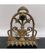 Antique Bronze Judaica Hanukkah Oil Menorah Lamp Flower Vase Wall Hanging - $93.14