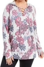 allbrand365 designer Womens Activewear Floral Print Lace Up Hoodie,X-Large - £46.95 GBP
