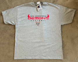 New Vintage San Francisco Demons XFL Football Grey T-shirt Size 2XL Cham... - $28.04
