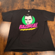 Bazinga Mens The Big Bang Theory Graphic T-Shirt Black Green Crew Cotton... - $11.88