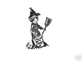 Trick Or Treat Girl as Witch Halloween rubber stamp - $7.50