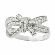 0.40CT Simulated Diamond Bow Design Ring 18K White Gold Plated - £77.21 GBP