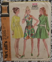 McCall&#39;s Pattern 2386 Misses&#39; Mini Dress Three Versions Size 12 Vintage 1970&#39;s - £6.99 GBP
