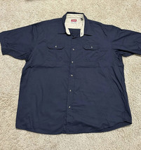 Wrangler Premium Quality Short Sleeve Navy Blue Shirt 2XL Button Down W/ pockets - £12.43 GBP