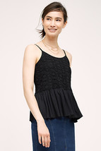 Anthropologie Eri + Ali Crochet Lace Peplum Tank Top Black XXS - £11.79 GBP