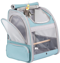 Bird Carrier Backpack With Wooden Stand Perch Carrier Backpack Polyester Green - £43.21 GBP