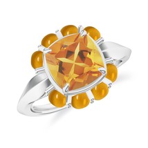 Kicky and Perky 925 Sterling Silver Citrine Flower Halo Ring Jewelry For... - $1,472.93 MXN