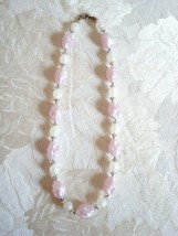 Vintage Necklace ~ Plastic Beads ~ Light Orchid Moonglow ~ White ~ Costume Jewel - £4.78 GBP