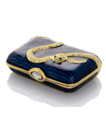 Keren Kopal Blue Snake Trinket hand made Box Decorated &amp;  Austrian Crystals - $53.09