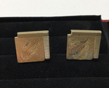 Vintage Speidel Gold Tone Cufflinks with Leaf Pattern  - £15.62 GBP