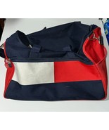 Vintage Tommy Hilfiger Travel Duffle Bag Mens Blue/Red Flag Spellout Zip... - £23.26 GBP