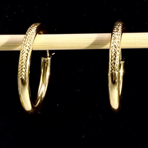 ARI Stunning 1 3/8” Gold Vermeil Dangle Hoop Earrings - £39.78 GBP