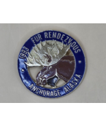 ANCHORAGE ALASKA-&quot;Fur Rendezvous 1993-Blue Color-Rondy-Metal-Moose-1 3/4... - $11.57