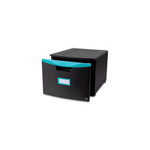 Storex STX Single-Drawer Mobile Filing Cabinet, Black &amp; Teal - 14.75 x 1... - €127,92 EUR