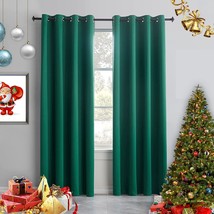 Christmas Curtains Green Curtains 84 Inches Long 2 Panels Room Darkening Window - £41.51 GBP
