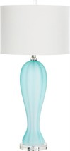 Table Lamp Cyan Design Aubrey 1-Light Pattern Cream Green Tan Glass Linen Shade - $683.00