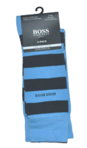 Hugo Boss 2 pack Men&#39;s Blue Navy Striped Finest Cotton Socks  One Size 7-13 - £24.36 GBP