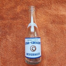 Vintage Star and Crescent Beverages 7 Oz Soda Bottle Waupon WI Clear Glass - £7.46 GBP