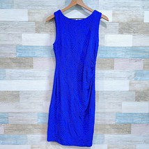 Joseph Ribkoff Textured Stretchy Bodycon Sheath Dress Blue Sleeveless Womens 10 - £64.05 GBP