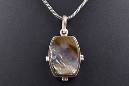 925 Sterling Silver Pendant Necklace Natural Abalone Shell Jewelry PS-1563 - £23.99 GBP