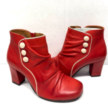 MIZ MOOZ SOFT RUCHED LEATHER HEELED   BOOTIE SIDE ZIP RED   37EU / 7US N... - €43,35 EUR