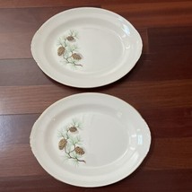 2 Vintage Homer Laughlin Eggshell Nautilus Pine Cone Oval Serving Platters - $36.62