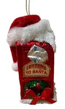 Silver Tree Letters to Santa Red Mailbox with Santa Hat Glass  Holiday O... - £13.16 GBP