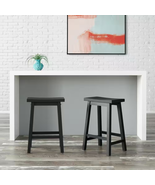 Counter Stool Set of 2 Backless 24-In.Height Stools Charcoal Black Solid... - £79.06 GBP