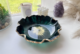 Green Handmade Geode Resin Bowl Deep Green Entryway Key Bowl Centerpiece... - £53.35 GBP