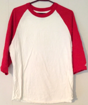 Adidas t-shirt size M men white shirt red 3/4 sleeves logo on sleeve 100... - $8.88