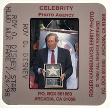 1998 Roy Disney w/ Plaque Star Hollywood Walk of Fame Photo Transparency Slide - £9.66 GBP