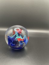 Murano Style Blown Art Glass Paperweight Fish Aquarium/ Ocean Coral Reef Sphere - $14.03