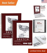 9" x 12" Sketch Book Pad, Pack of 2, 100 Sheets Each, 60lb 100gsm - Spir... - $45.12