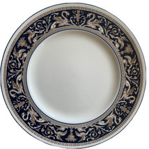 Wedgwood Florentine dinner plate 10.75&quot;  dk blue brown dragon bone china England - £47.36 GBP